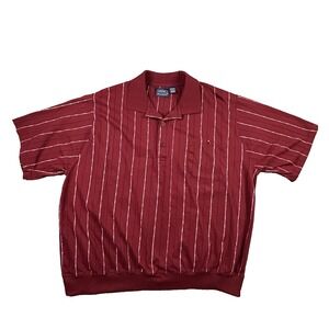 Falcon Bay Classics Men's 2XL Burgundy Striped Knit SS Polo Shirt SEE DESCRIPTIO
